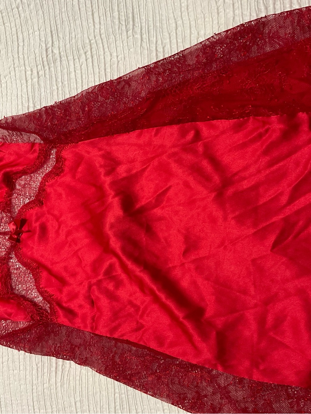 Victoria's Secret Red Satin Lace Chemise